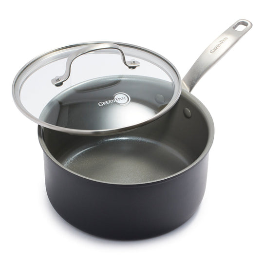Five Two by GreenPan 2.75-Quart Saucepan with Straining Lid and Pour Spouts