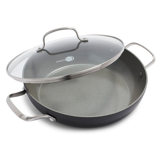 GreenPan™ Premiere Stainless-Steel Ceramic Nonstick Covered Sauté Pan with  Helper Handle