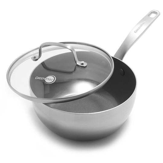 GreenPan Craft Steel Covered Sauté Pan, 4 qt, Silver