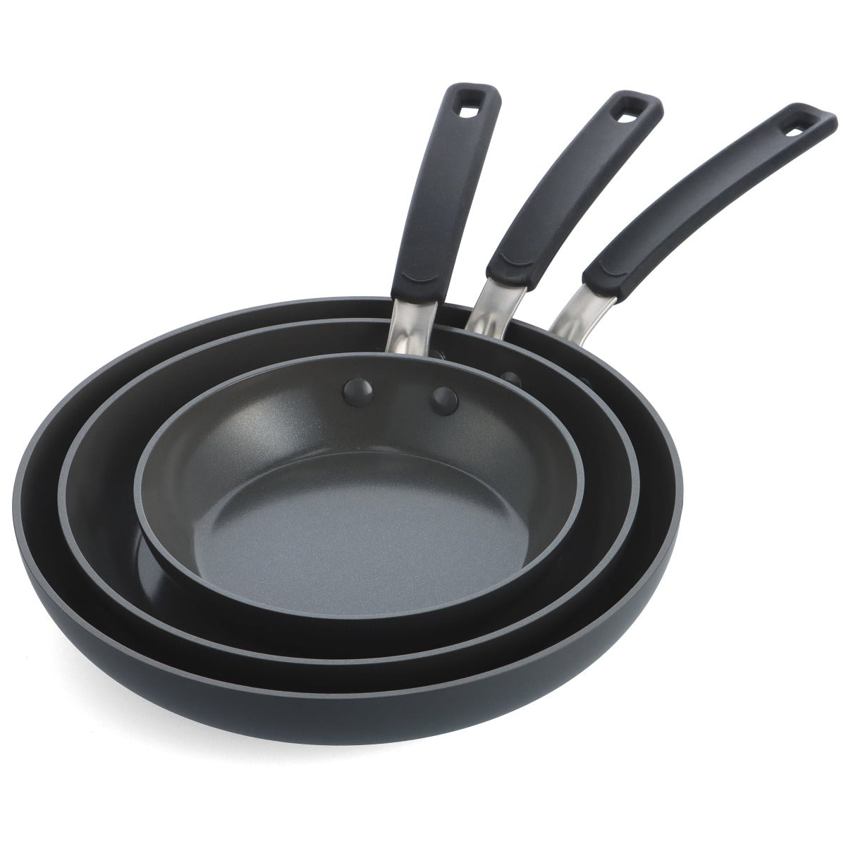 Levels Hard Anodized Stackable Ceramic Nonstick 8", 10" and 12" Frypan Set