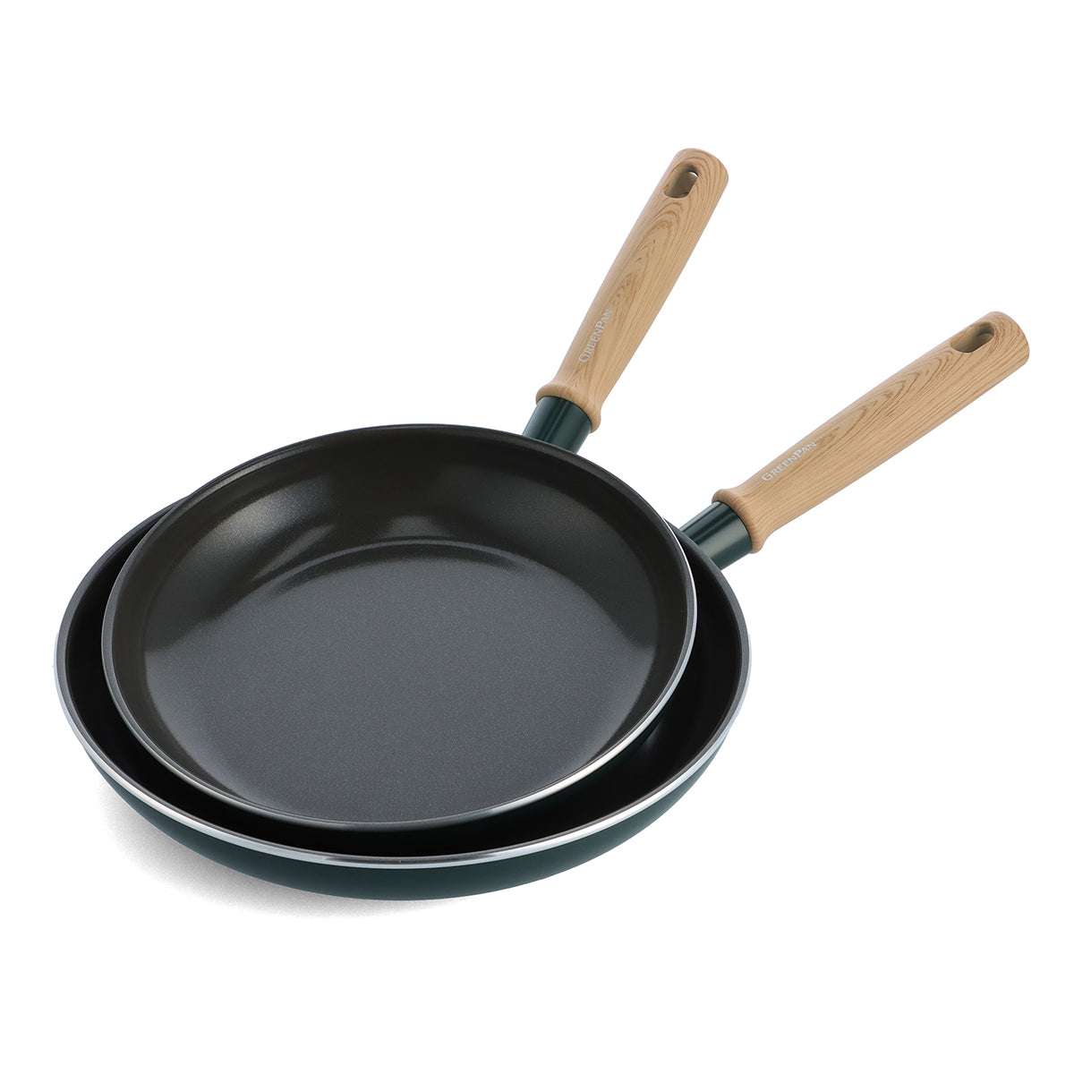 Hudson Ceramic Nonstick 9.5" and 11" Frypan Set | Forest Green