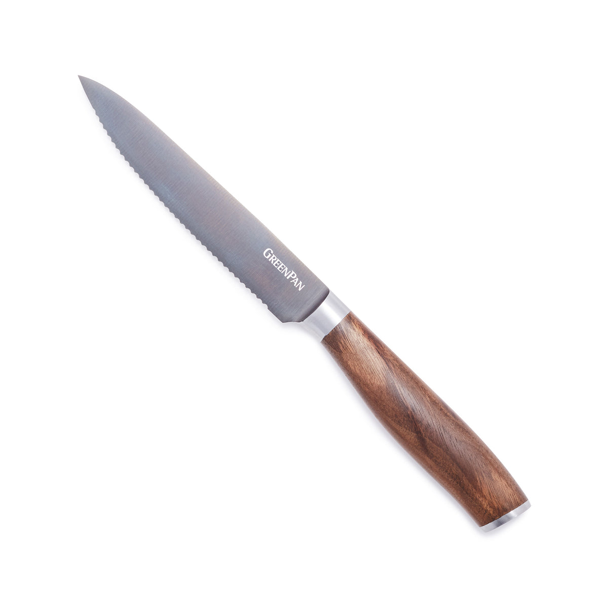Premiere Titanium Cutlery 5" Serrated Utility Knife with Walnut Handle