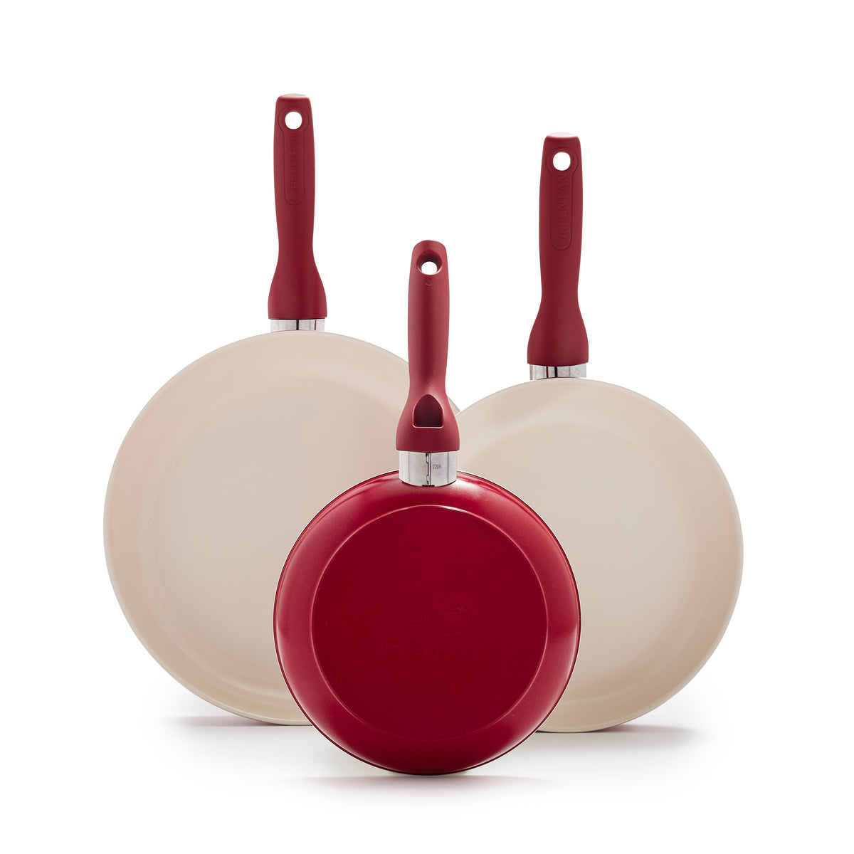 Rio Ceramic Nonstick 8", 10" and 12" Frypan Set | Red