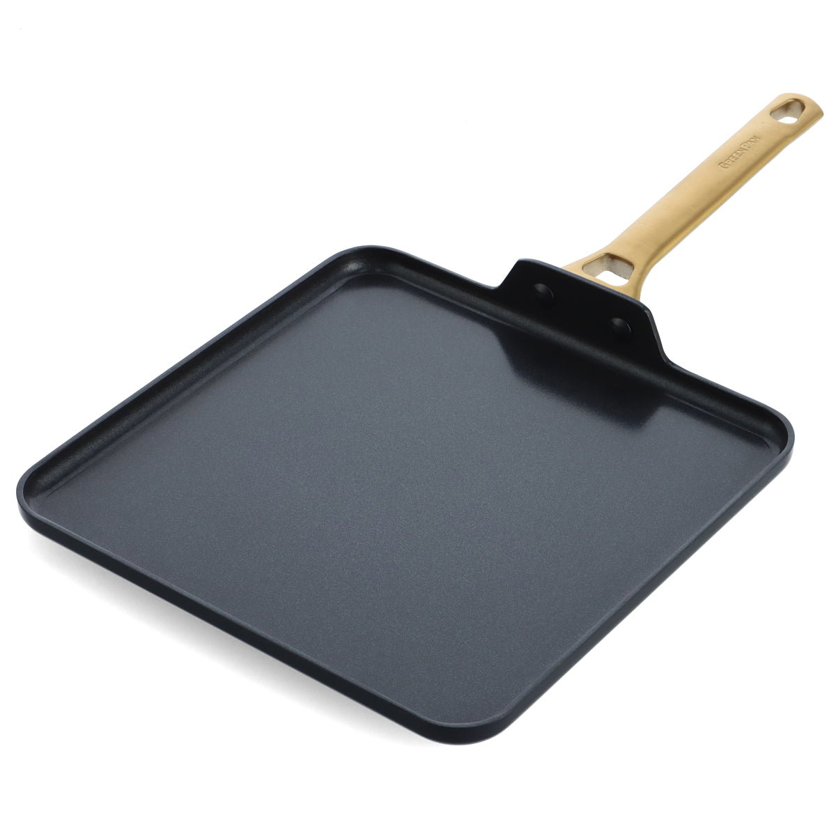 Reserve Ceramic Nonstick 11" Square Griddle | Black with Gold-Tone Handle