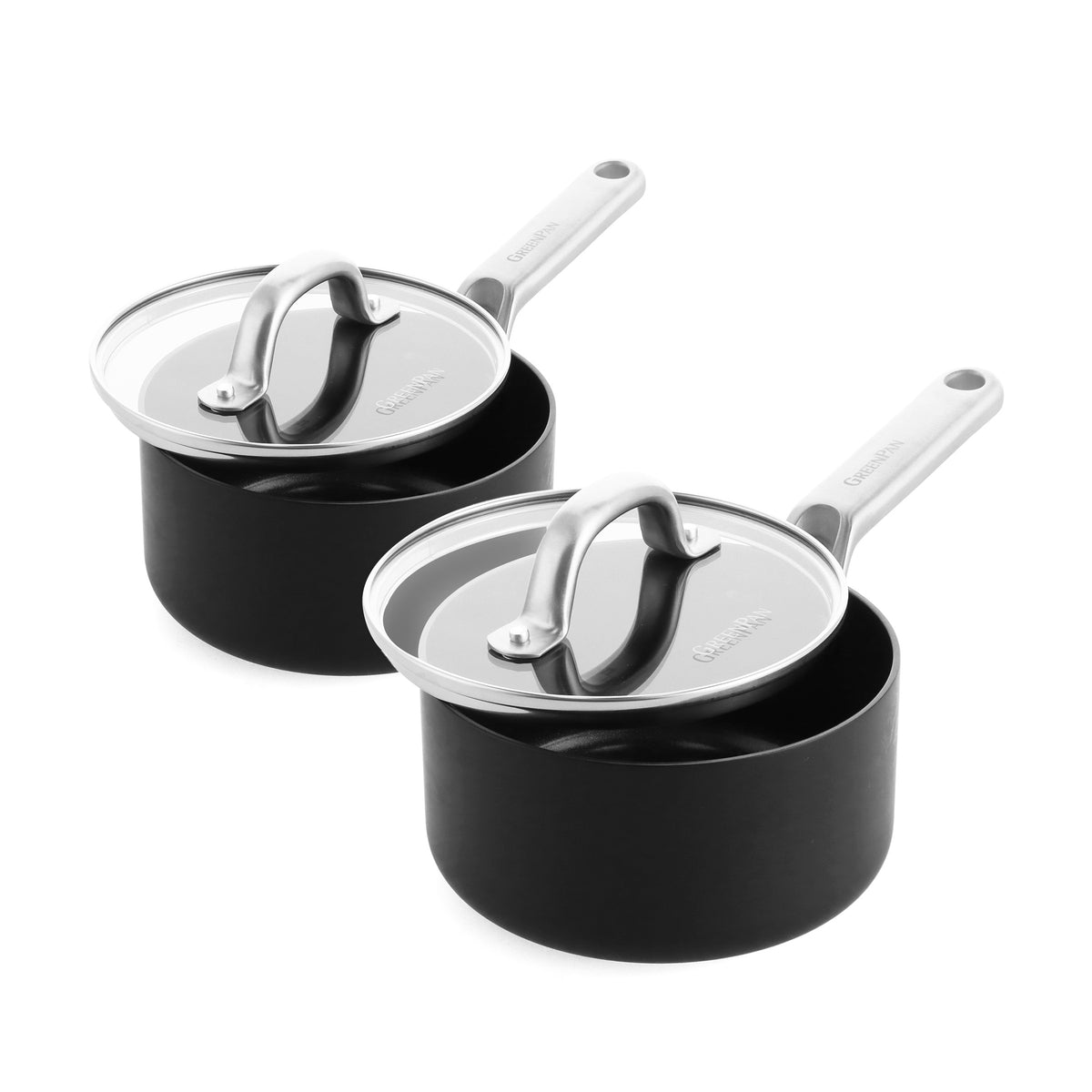 Omega Ceramic Nonstick 1.5-Quart and 2-Quart Saucepan Set with Lids