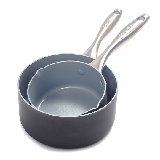 Five Two by GreenPan 2.75-Quart Saucepan with Straining Lid and Pour Spouts