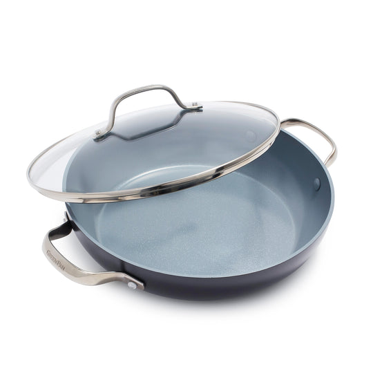 Sliq Nonstick Ceramic Saute Pan with Steamer, Non Toxic Deep Frying Pa –  Get Sliq