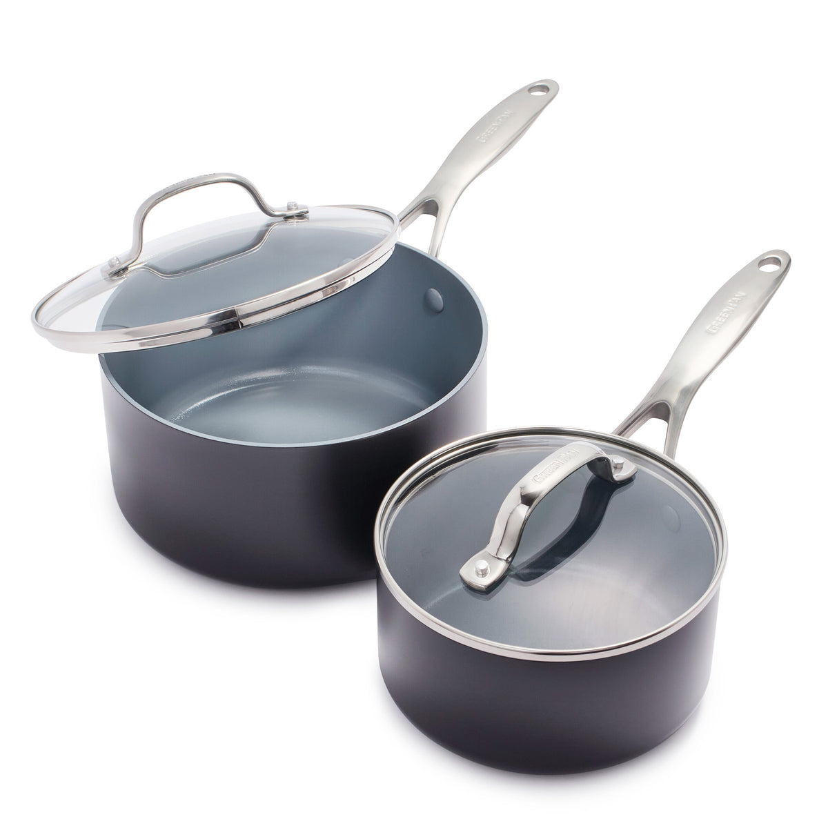 Valencia Pro Ceramic Nonstick 1.5-Quart and 3-Quart Saucepan Set with Lids