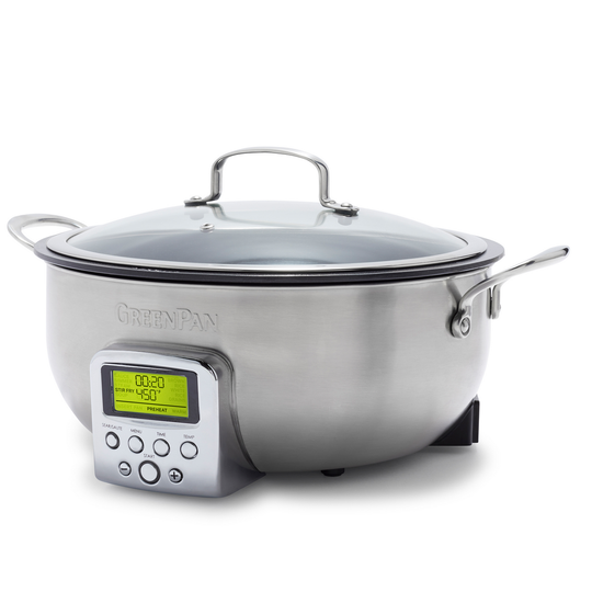 GreenPan™ Premiere Stainless-Steel Slow Cooker + The Slow Way To Big Flavor  Cookbook