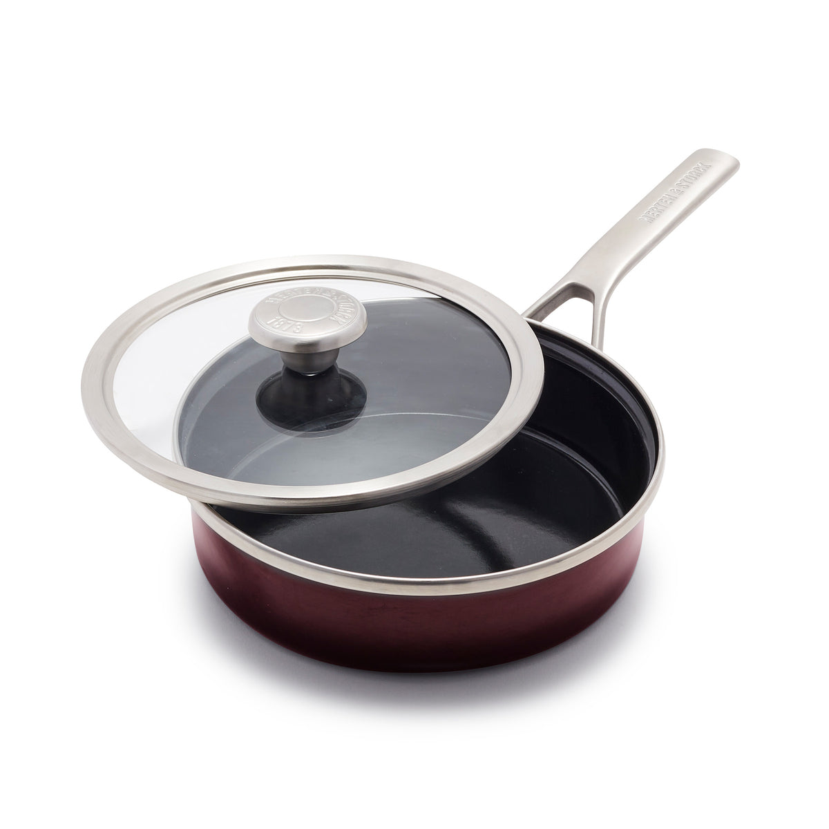 Merten & Storck Steel Core Enameled 2-Quart Sauté Pan with Lid | Merlot Red