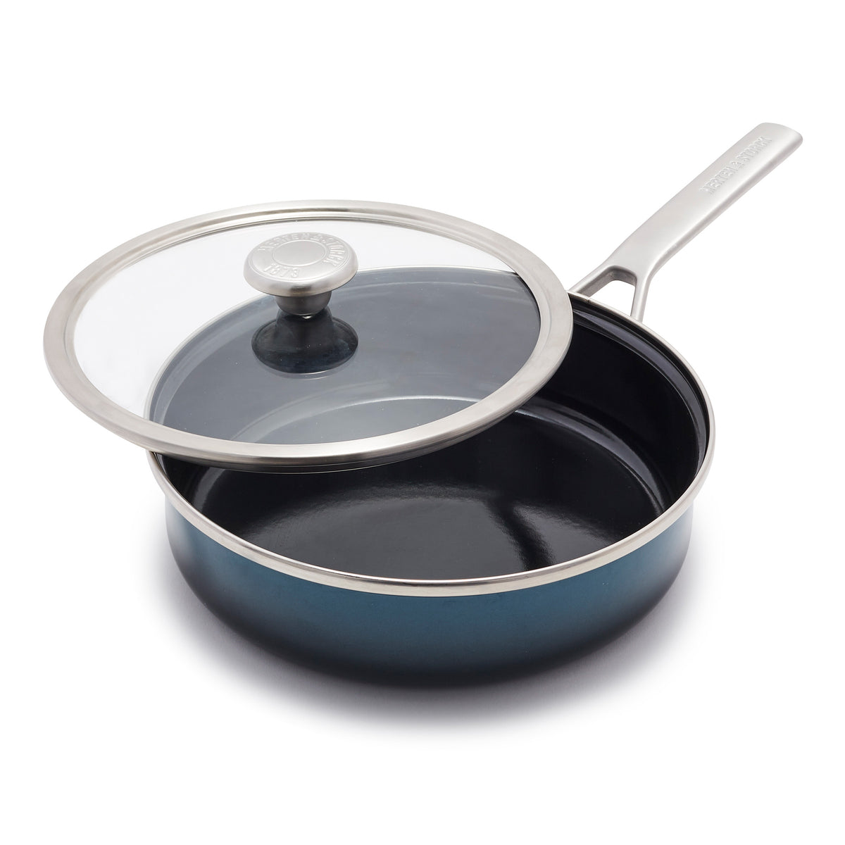 Merten & Storck Steel Core Enameled 3-Quart Sauté Pan with Lid | Aegean Teal