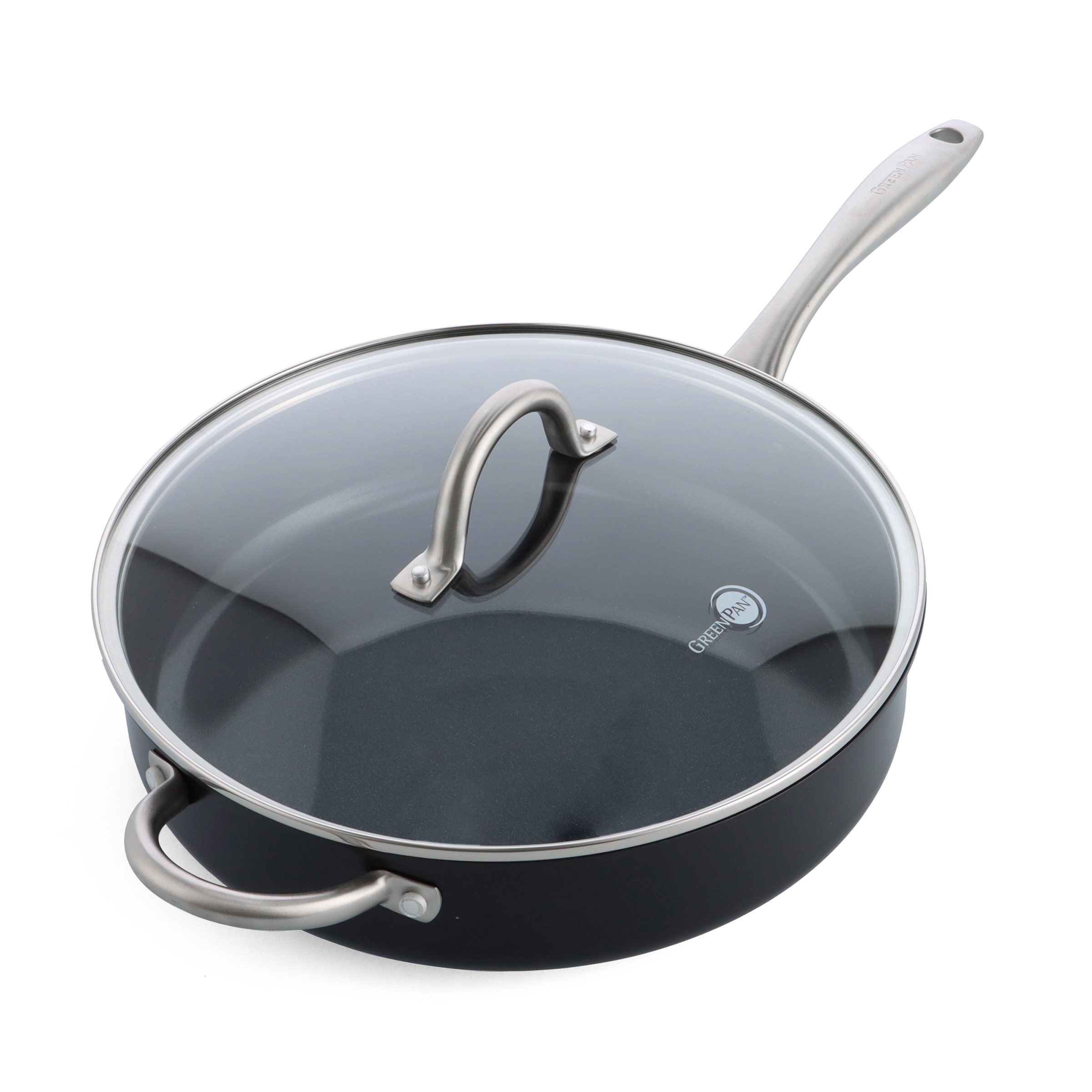 Lima Midnight Ceramic Nonstick 5-Quart Sauté Pan with Lid and Helper Handle