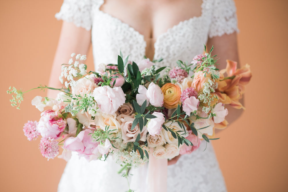 blush and peach bridal bouquet