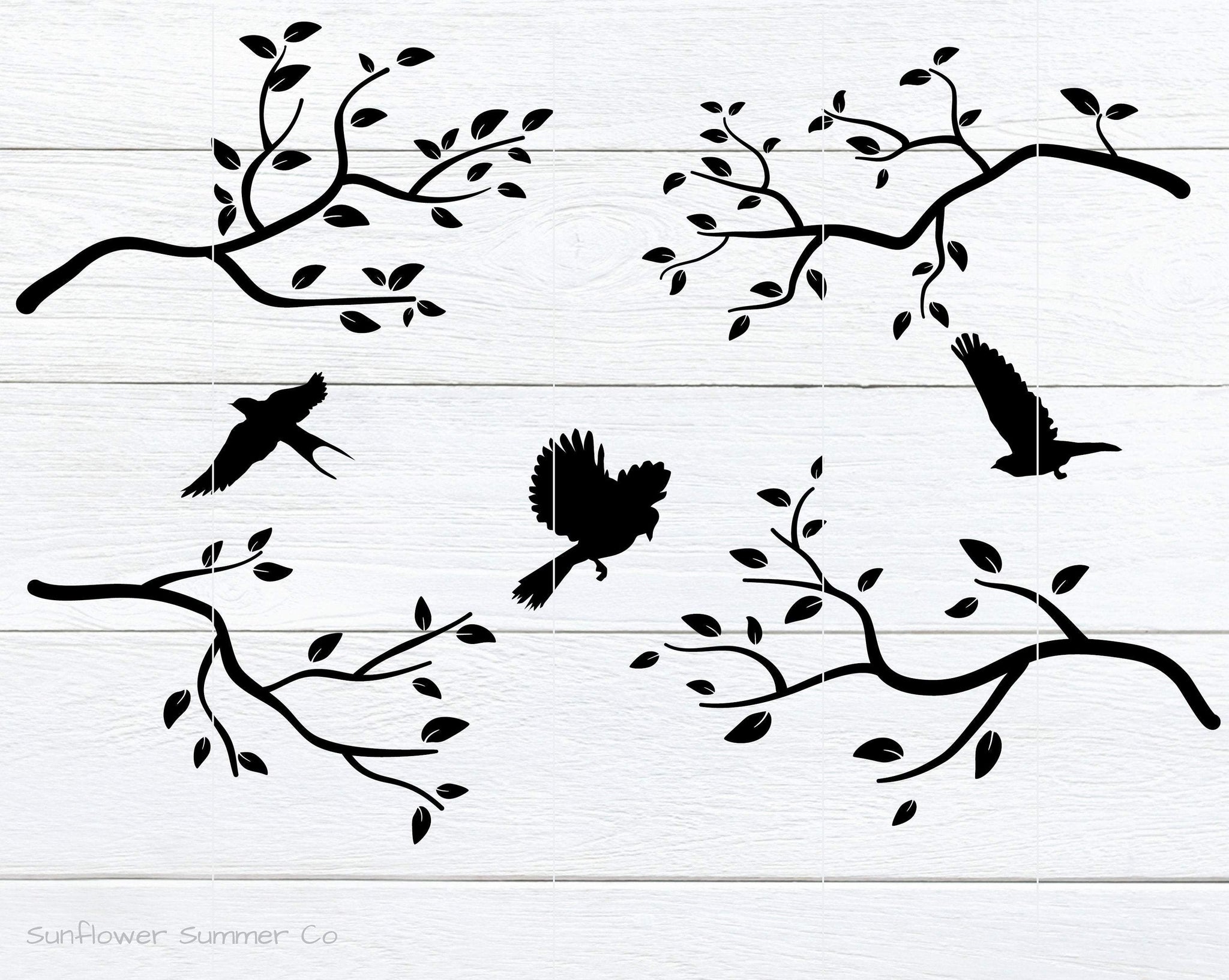 Branches And Birds Svg Sunflower Summer Co