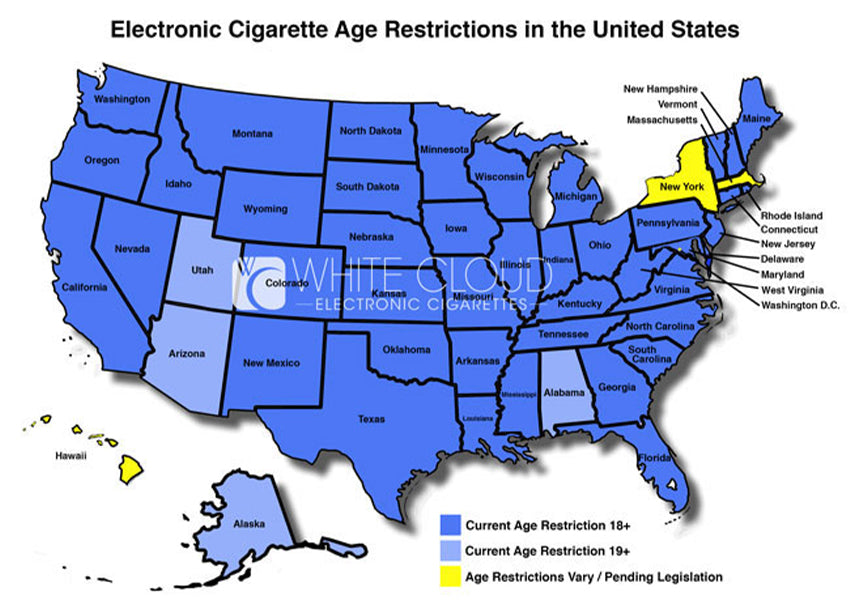 Vaping Age Restriction Map From 2015