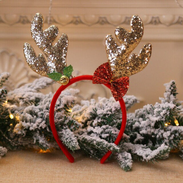 Newest Antlers Reindeer Headband Christmas Elk Hair Band Xmas Headband Accessories Hair Clasp Fancy Dress Up Cosplay Party Decor 7