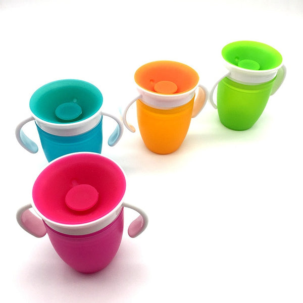 1PC 360 Baby Cups Can Be Rotated Magic Cup Baby Learning Drinking Cup LeakProof Child Water Cup Bottle 240ML Copos Learning cup 5
