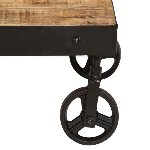 Coffee Table with Wheels Solid Mango Wood 100x60x26 cm 5