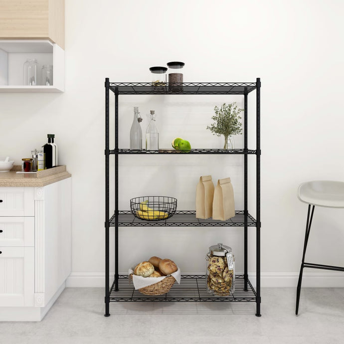 4-Tier Storage Shelf 90x35x137 cm Black 200 kg - MiniDM Store