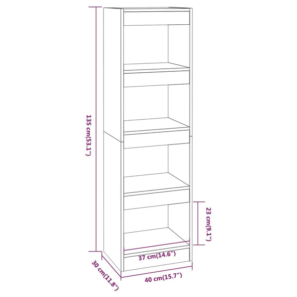 Book Cabinet/Room Divider High Gloss White 40x30x135 cm 6