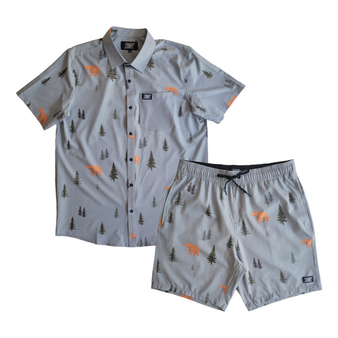 Mountain inspired technical performance shirt and short set