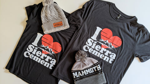 Sierra Cement in Mammoth Lakes, CA. Sierra Cement T-Shirt. Mammoth Mountain T-Shirt. Lake Tahoe T-Shirt.