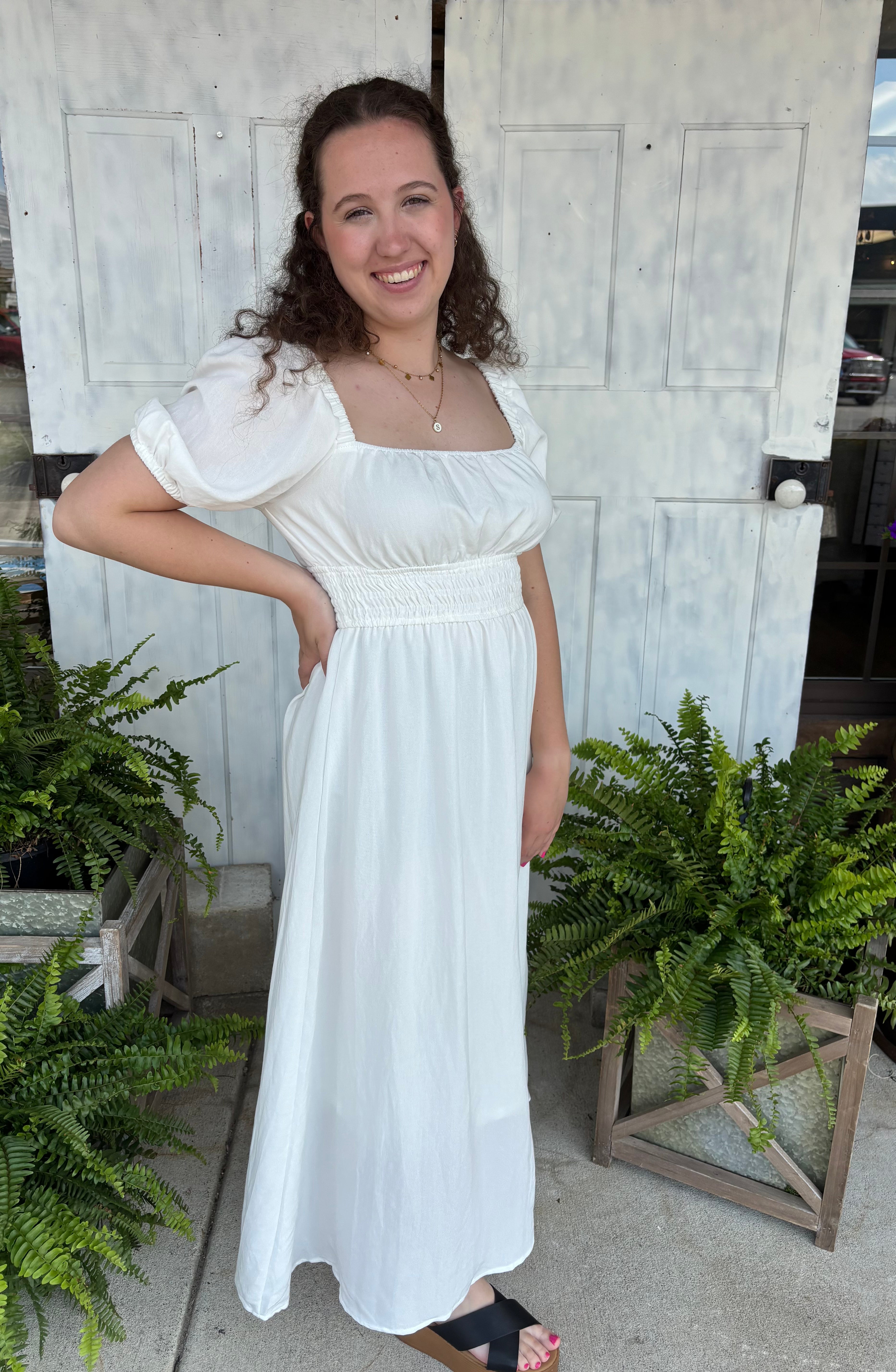 Shoreline White Midi Dress