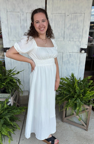 Shoreline White Midi Dress - Evergreen Boutique