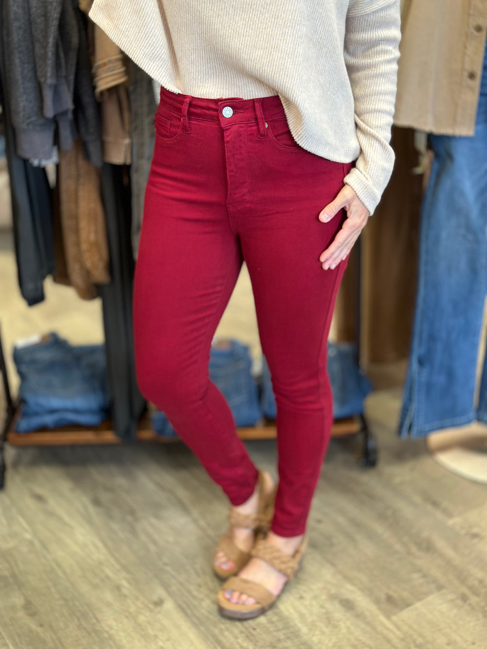 Women's Risen Wide Leg Jeans, Evergreen Boutique