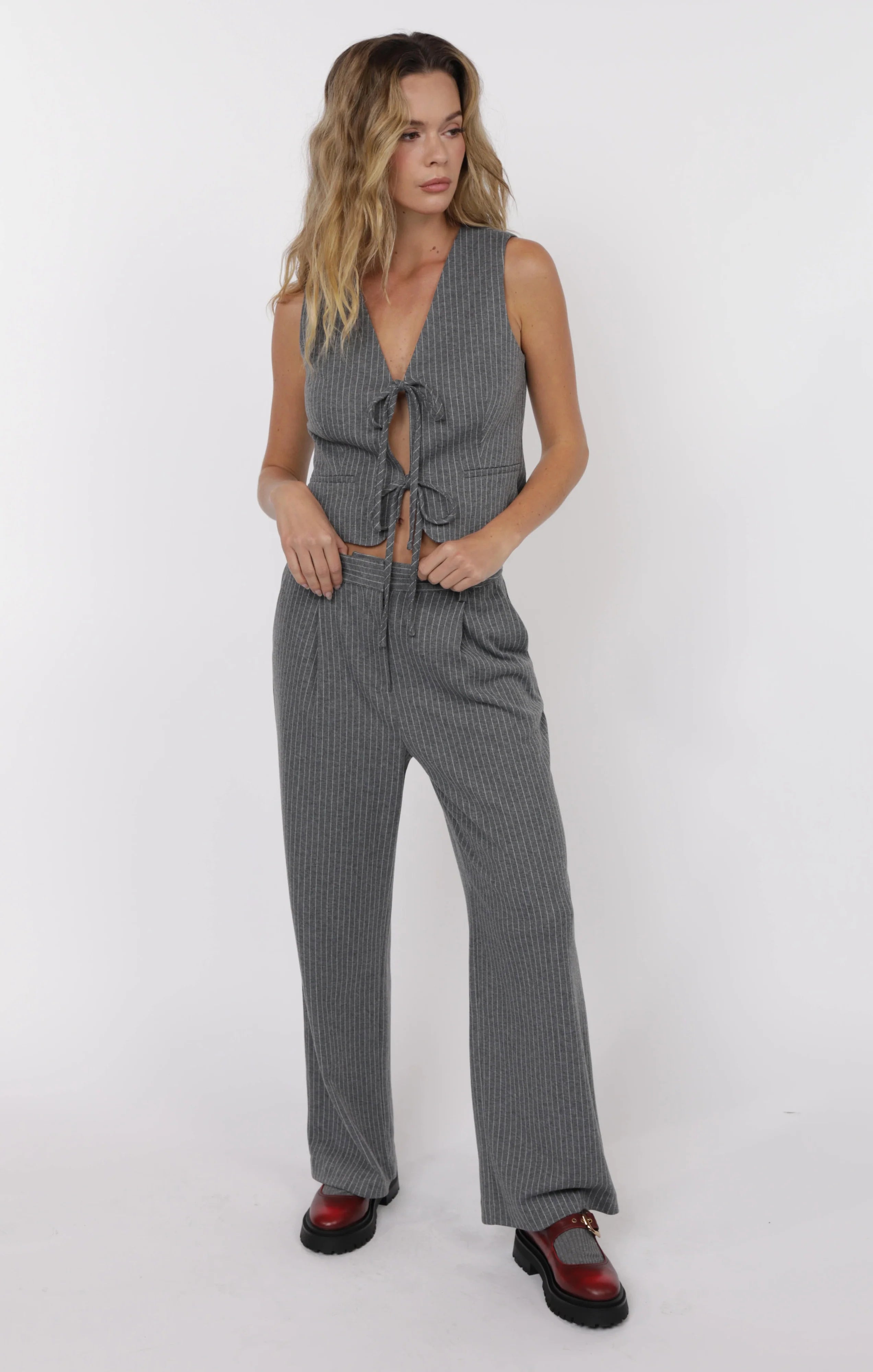 Day To Day Pinstripe Straight Leg Pants