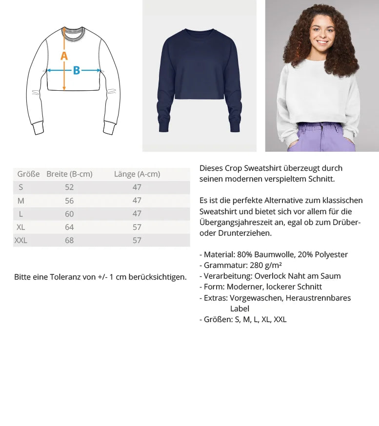 Sizes guide Crop sweatshirt with embroidery
