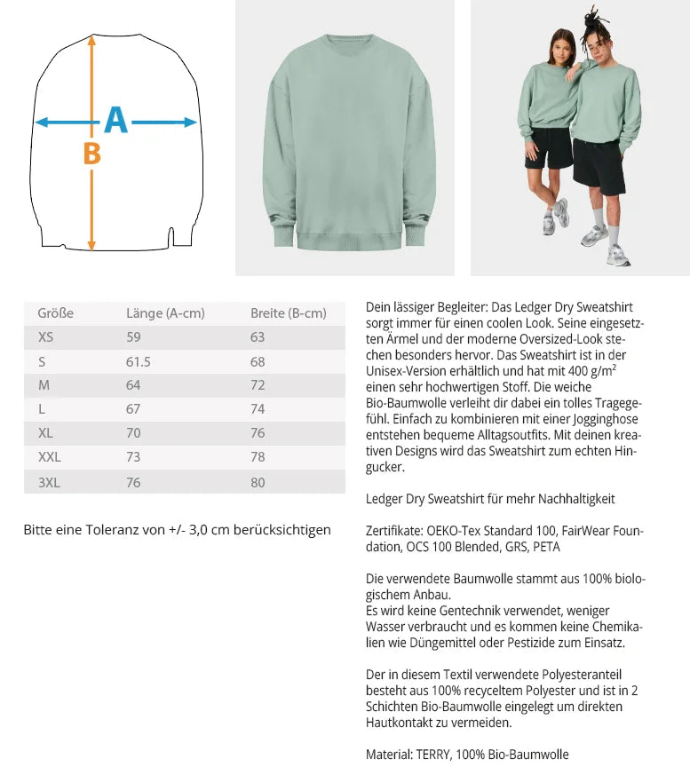 Sizes guide Ledger sweatshirt printed