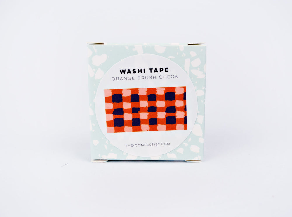The Completist orange brush check washi tape