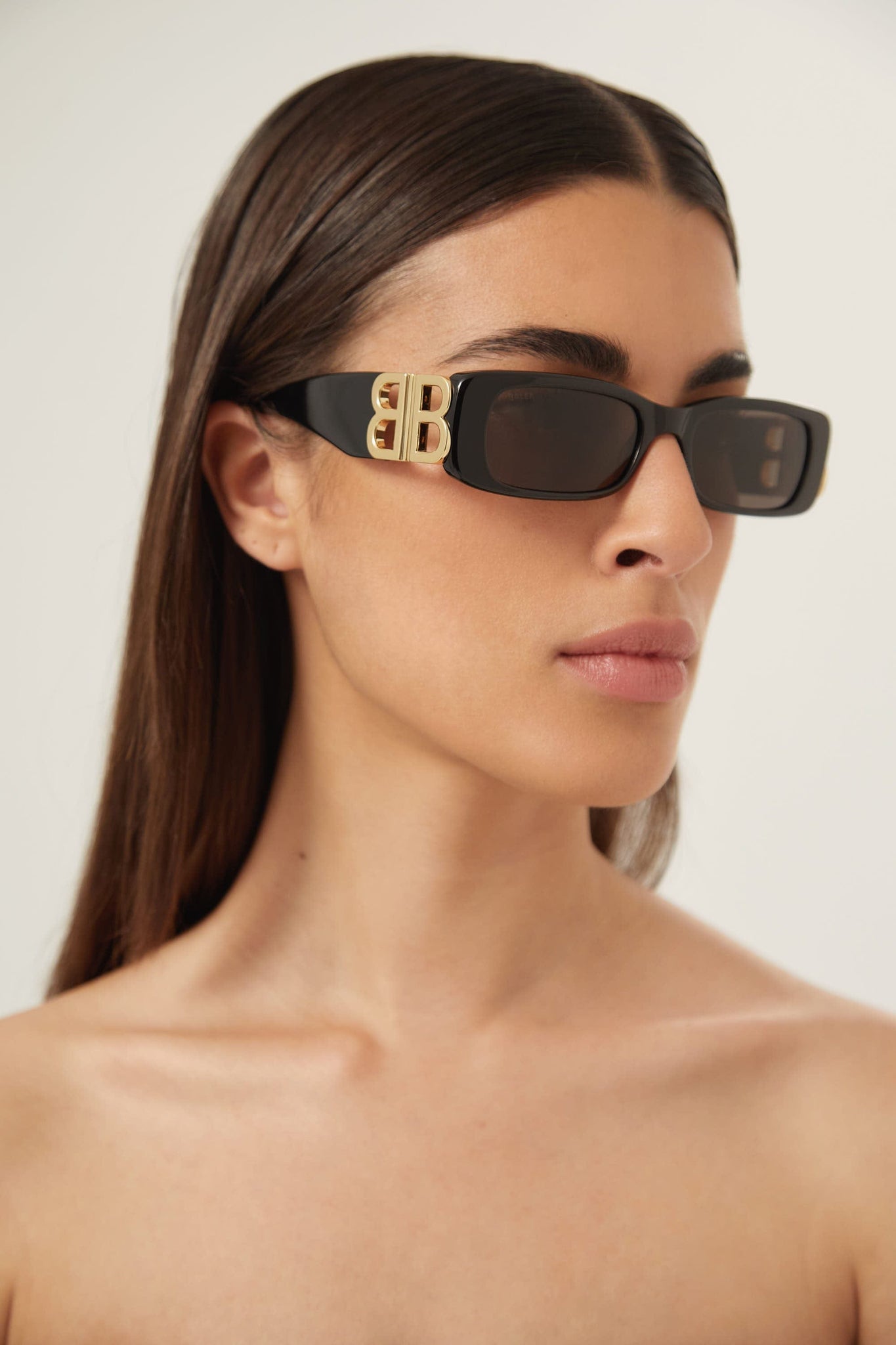 Womens Dynasty Rectangle Sunglasses in Black  Balenciaga US