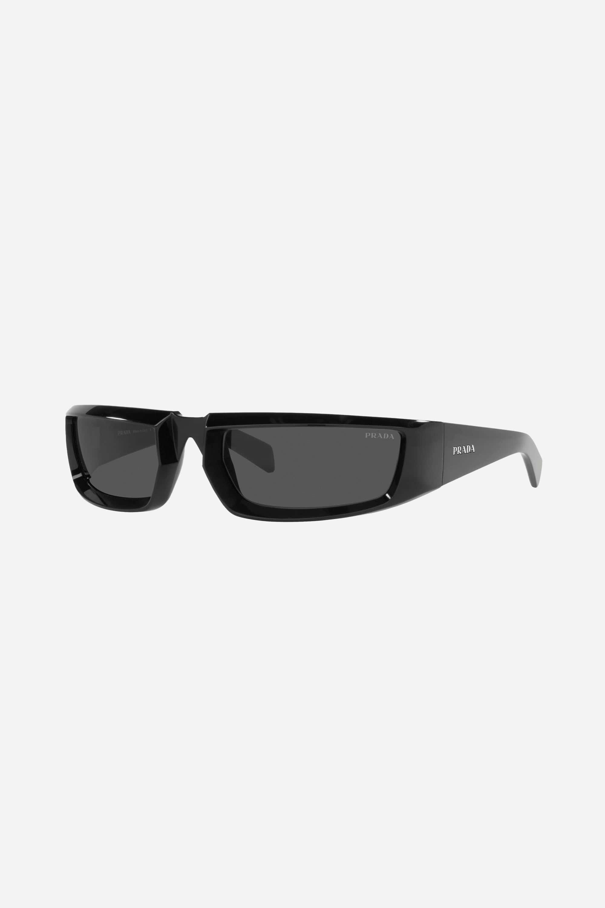 Prada runway wrap around black sunglasses