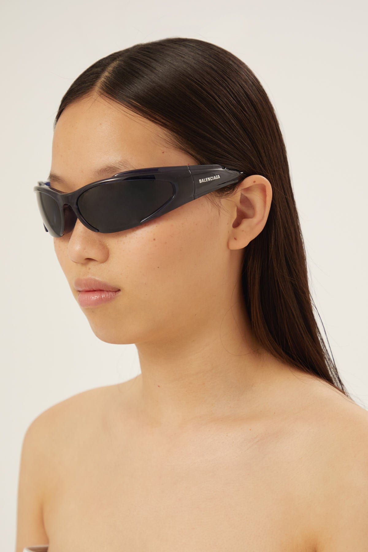 Balenciaga reverse Xpander wrap rectangle blue sporty sunglasses