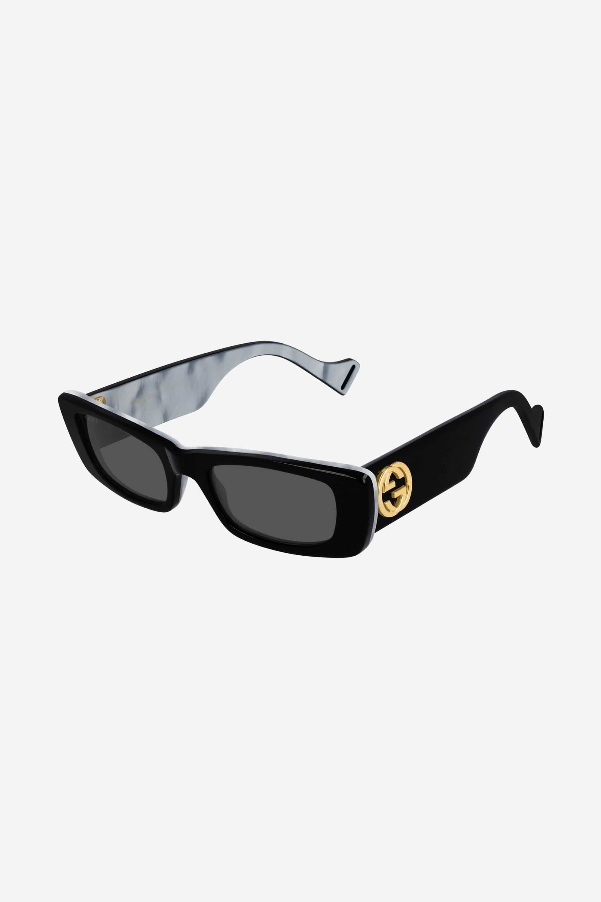 Gucci black micro rectangular female sunglasses