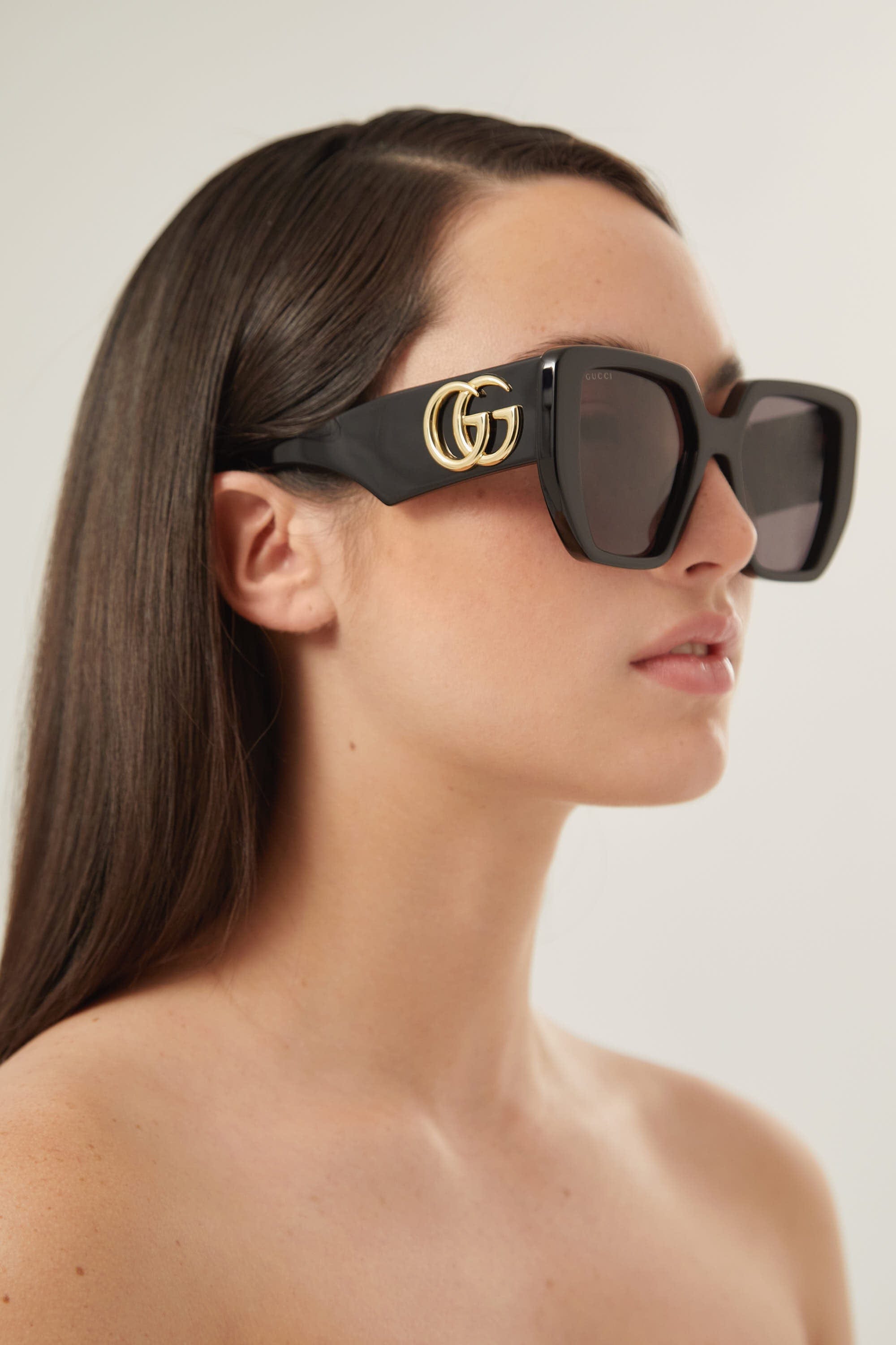 Gucci GG0956S oversized black sunglasses with maxi logo