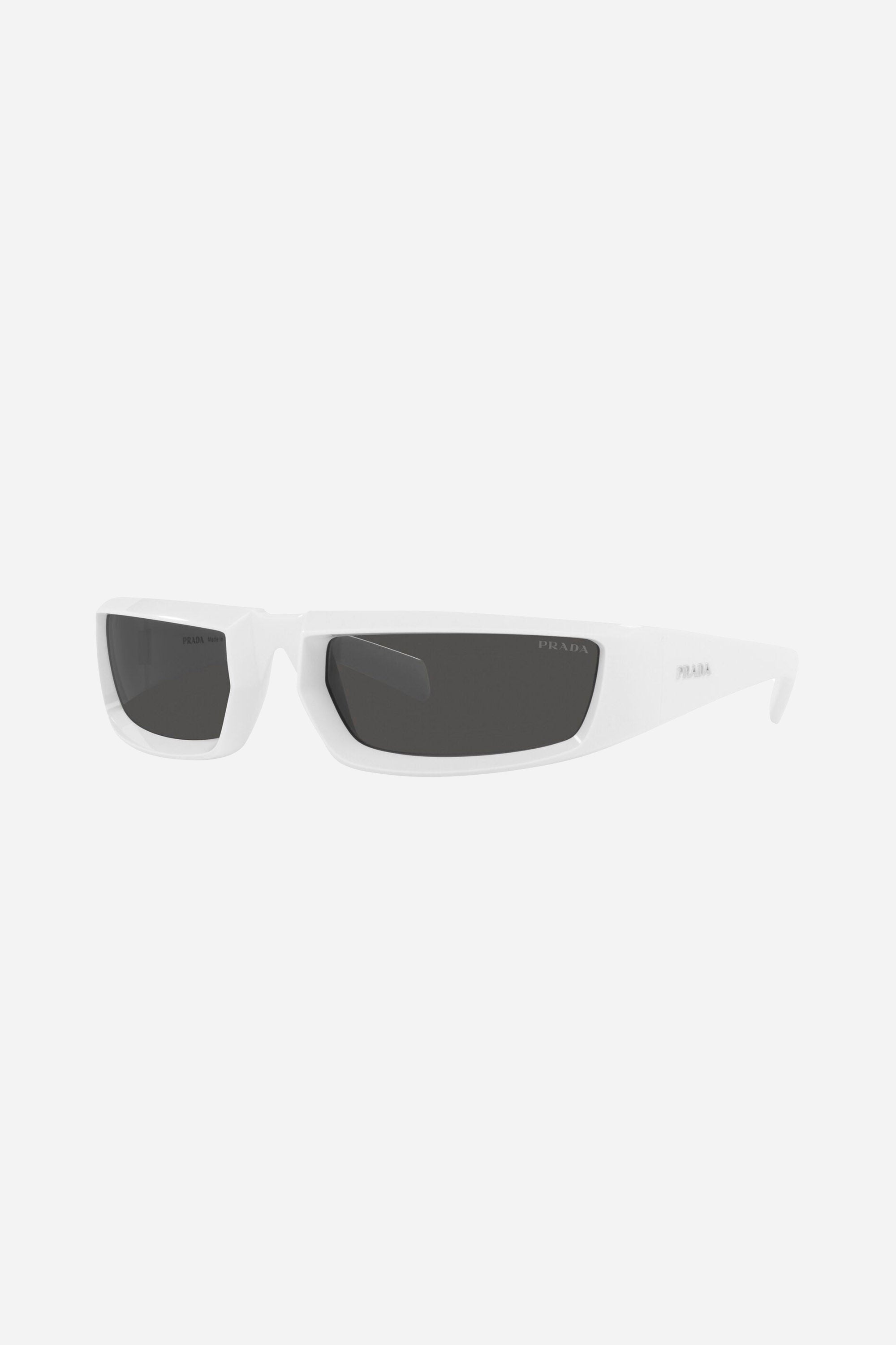 Prada runway wrap around white sunglasses