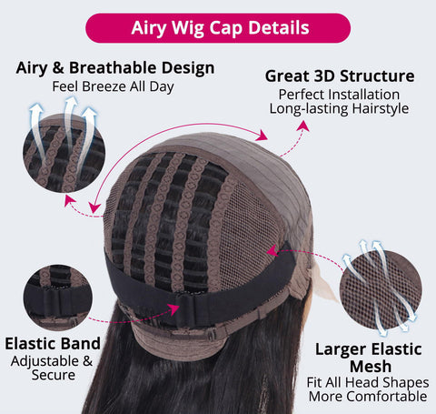 Airy cap wigs human hair