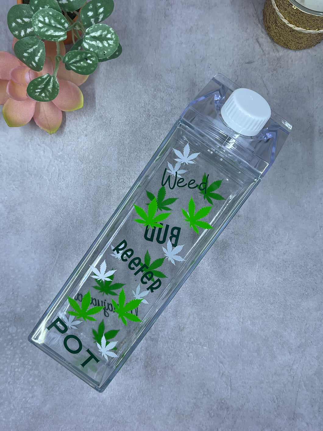 Weed Water Bottle - Acrylic Milk Carton Water Bottle