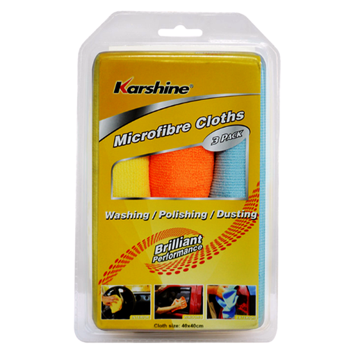Karshine Microfiber Cloths Brilliiant Performance size 40x40cm Pack of 3pcs