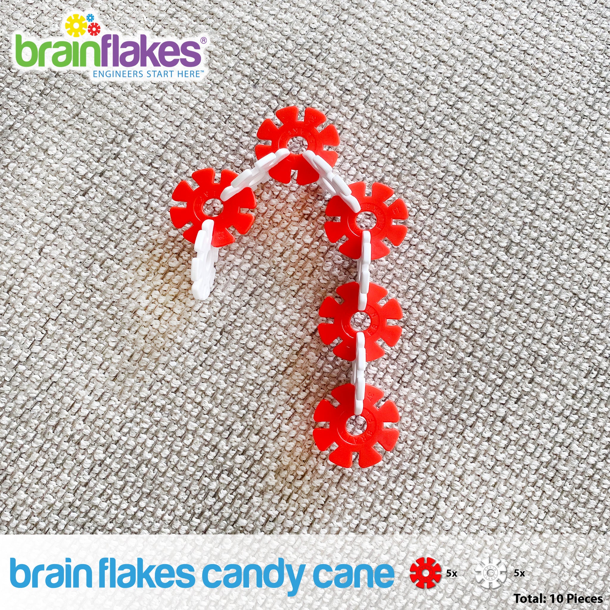 Brain Flakes Holiday Ornaments Building Guide candy cane