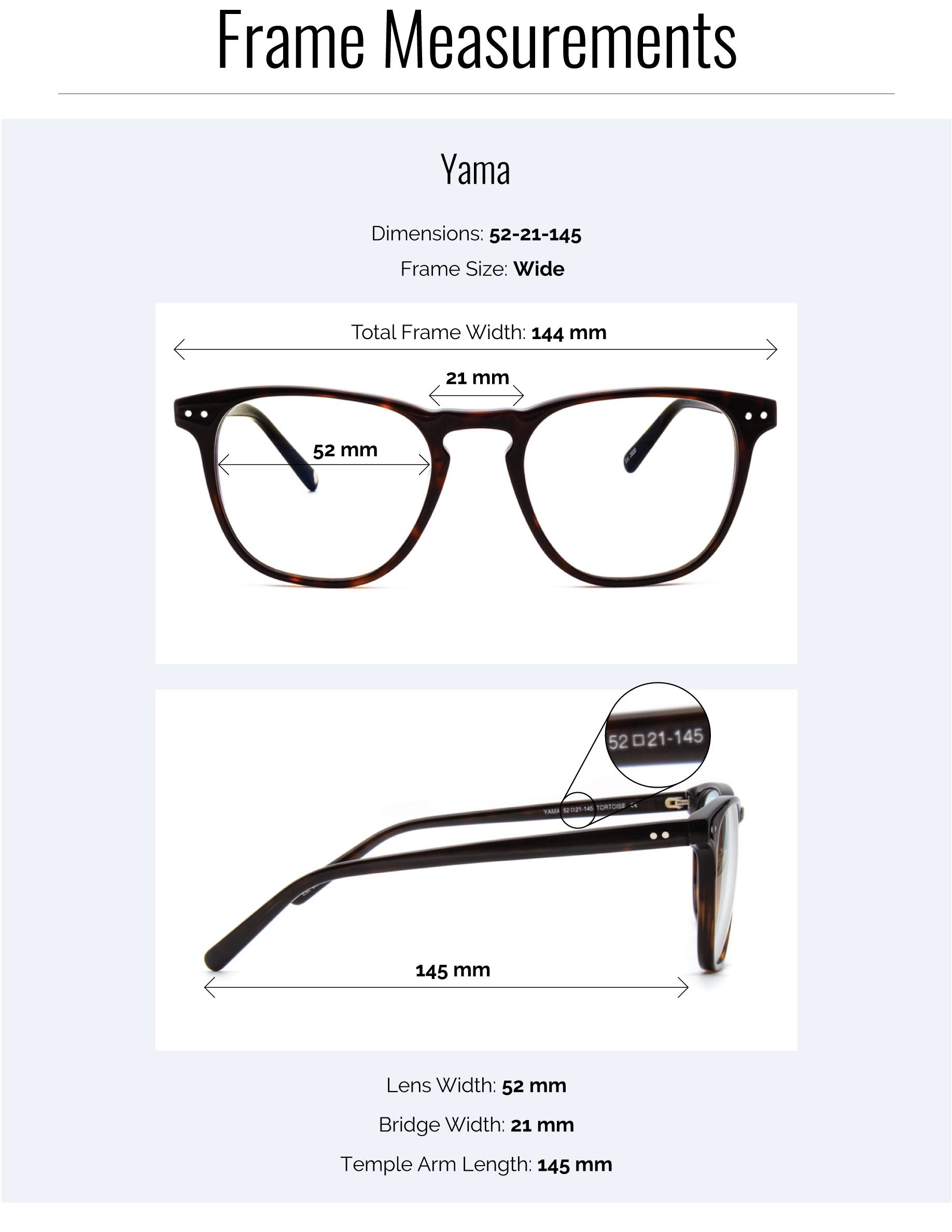 Frame Measurements Yama