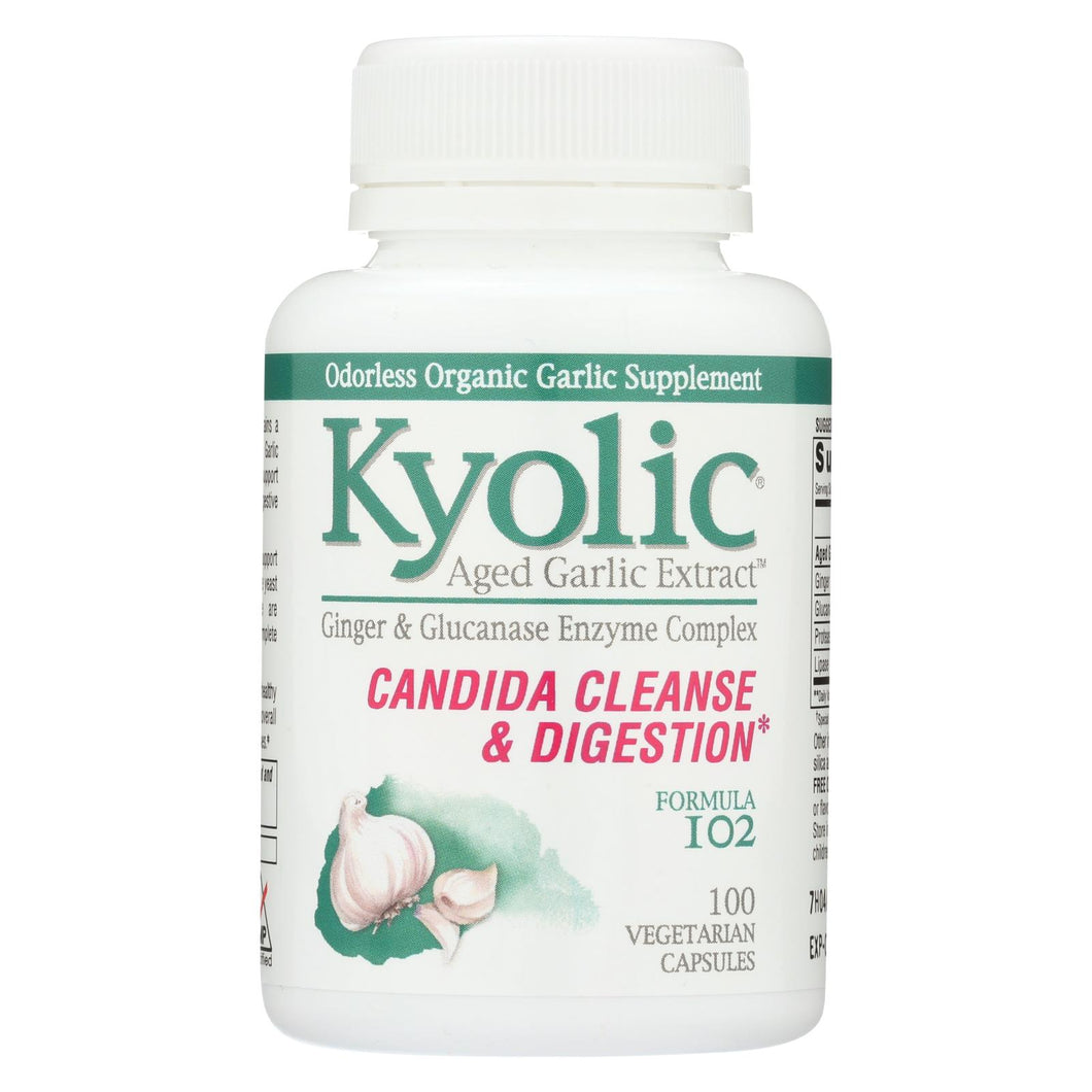 Kyolic - Aged Garlic Extract Candida Cleanse And Digestion Formula 102 - 100 Vegetarian Capsules
