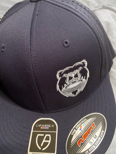 Cap America Charcoal Cap Barepelt Perforated Performance Bear Logo Flexfit® –