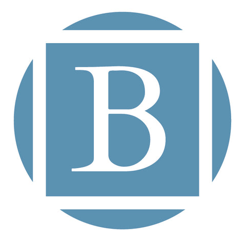 Byre Gallery logo of a capital B in a blue square surrounded by a circle 