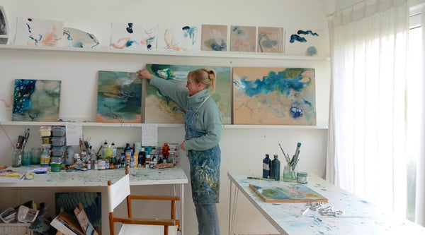 Artist Tara Leaver in her studio