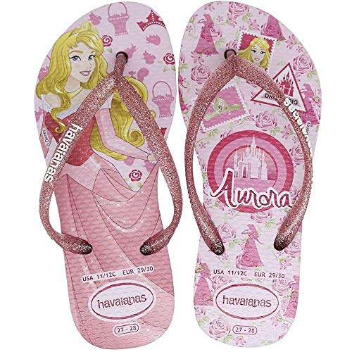 Havaianas Gyerek Hercegnő mintás Slim flip-flop papucs, rózsaszín, csillámos pántokkal - MYBRANDS.HU