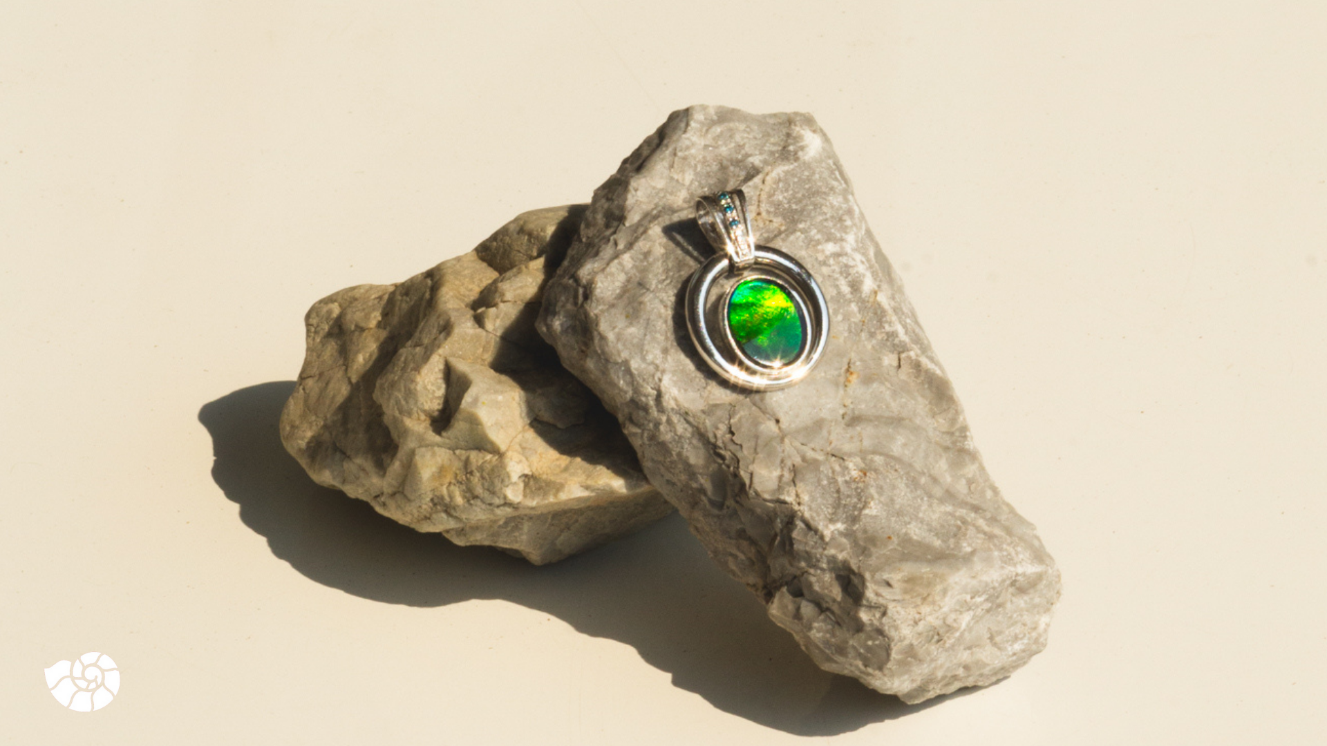 KORITE AMMOLITE | Blue Diamond Ammolite Pendant